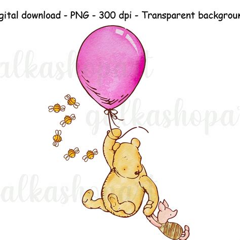 Classic Winnie the Pooh With Piglet on Ballon Sublimation - Etsy