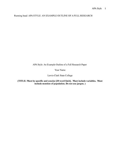 Image result for APA Outline Example