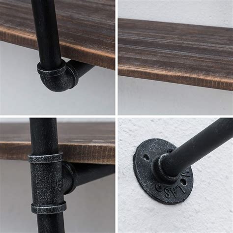 Industrial Pipe Shelving Wall Mounted,36in Rustic Metal Floating ...