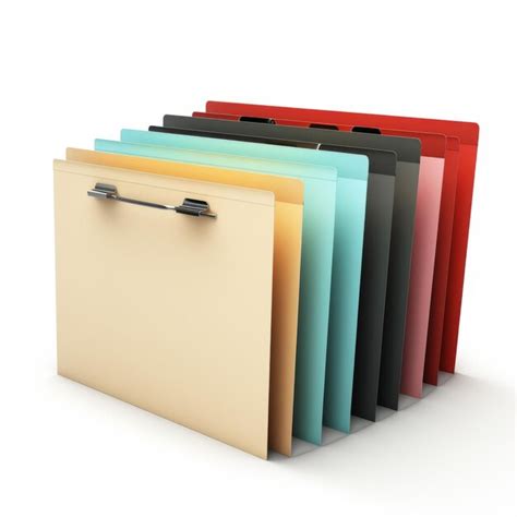 Hyper realistic high definition photograph of colored file folders ...