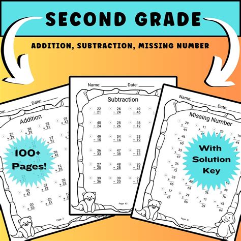 2nd Grade Math Subtraction Worksheet Addition 3rd Grade Math Activity Book Math Sheet 2nd Grade ...