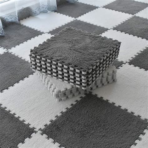 ARUP Interlocking Carpet Shaggy Soft EVA Foam Mats Fluffy Area Rugs ...