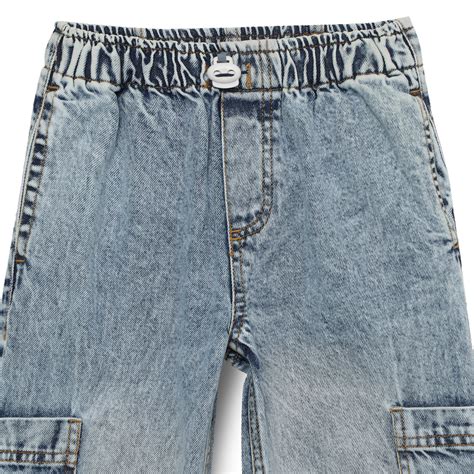 Kid Girls Toggled Blue Jogger Denim Pant