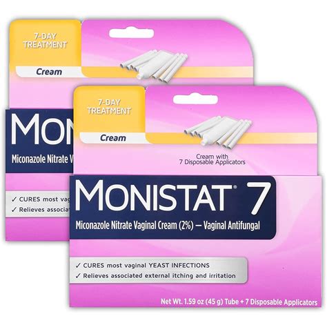 Monistat 7-Day Yeast Infection Treatment Cream - Pack of 2 with Disposable Applicators | 7-Day ...