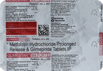 Glimestar M 4mg Forte Strip Of 10 Tablets: Uses, Side Effects, Price ...