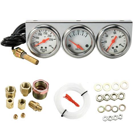 Buy TOTMOX Oil Pressure Gauge, Universal Car 252mm Chrome Volt Water ...