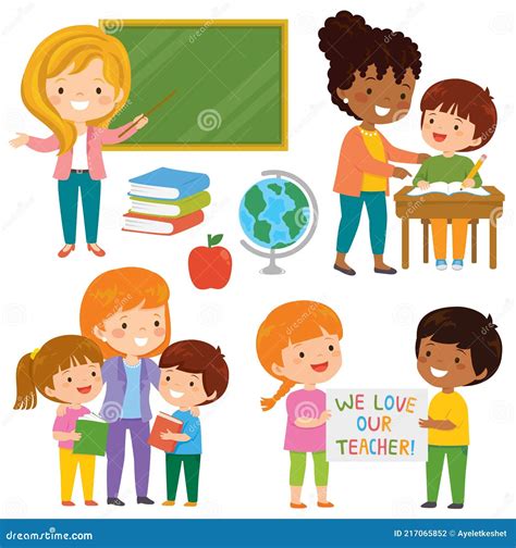 Teachers And Students Clipart Set Vector Illustration | CartoonDealer ...