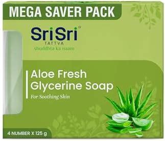 Buy Sri Sri Tattva Aloe Fresh Glycerine Soap | Mega Saver Pack of 4 ...