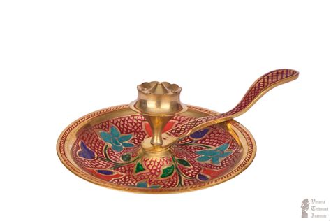 Brass Enamel Design Incense Holder with Handle(Assorted Designs & Colo ...
