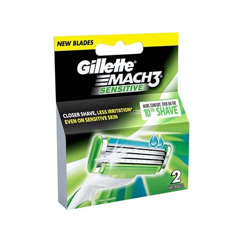 Buy GILLETTE MACH 3 SENSITIVE MANUAL SHAVING RAZOR BLADES PACKET OF 2 ...