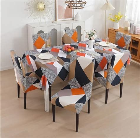 Favria Table Cloth Matching Dining Chair Cover Set Waterproof Oil Proof ...