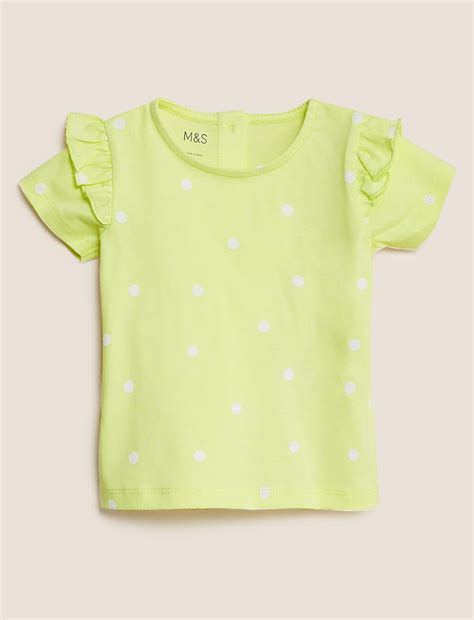Buy Pure Cotton Polka Dot T-Shirt (0-3 Yrs) at Marks & Spencer