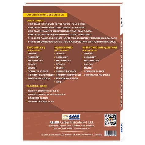 CBSE Class 12th Maths Topicwise Previous Years Solved papers - ALLEN E ...