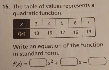 Image result for Quadratic Function Using Table of Values