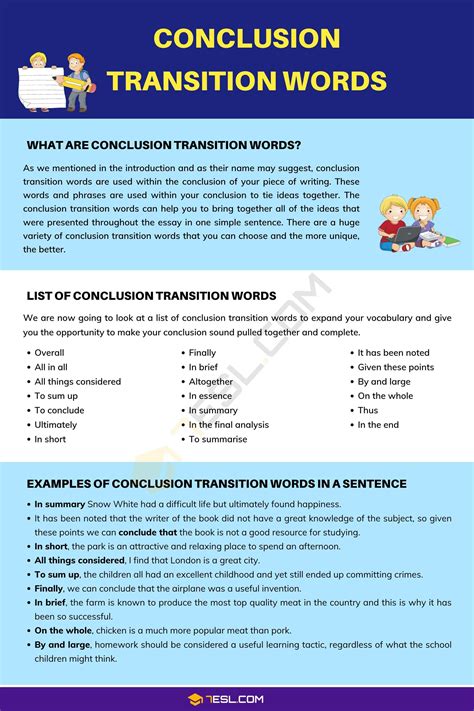 Conclusion Transition Words: Definition, List and Helpful Examples • 7ESL