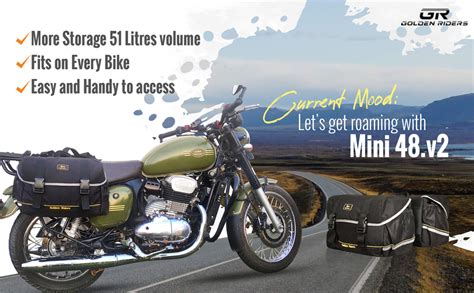GR GOLDEN RIDERS Fabric | Mini48 V2 | Double Side Motorcycle Saddle Bag ...