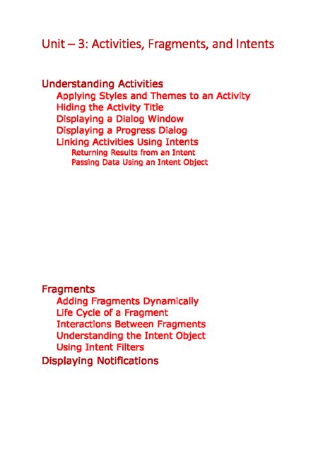 MAD CSD Unit 3: Understanding Activities, Fragments, and Intents - Studocu