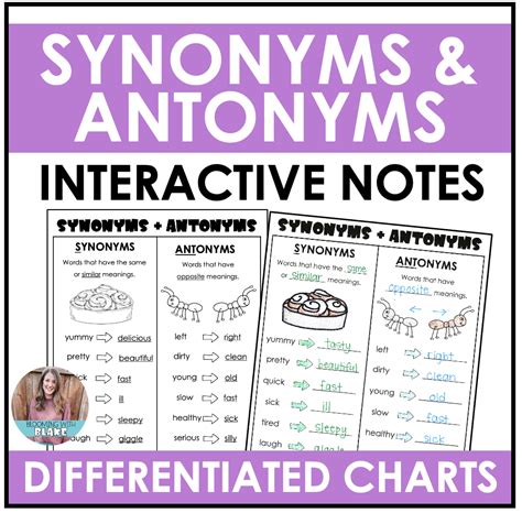 Synonyms and Antonyms Interactive Grammar Posters & Notebook ...