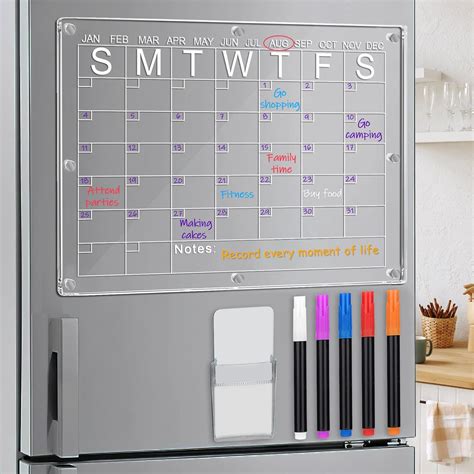 Amazon.com : Acrylic Magnetic Dry Erase Board Calendar for Fridge, 16.5"x12" Clear Dry Erase ...