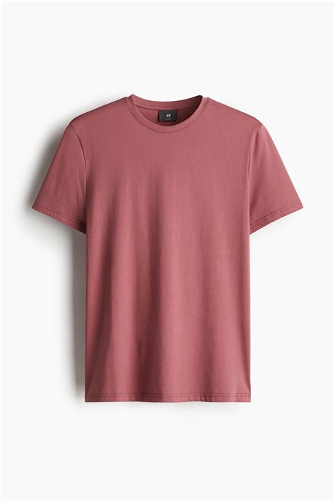 Slim Fit Pima cotton T-shirt - Raspberry red - Men | H&M IN