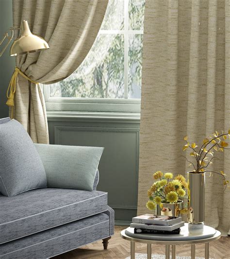 Polyester Texture Opaque Main Door Curtain Beige and Brown – Floating ...
