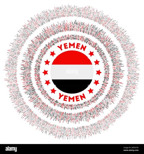 Yemen symbol. Radiant country flag with colorful rays. Shiny sunburst with Yemen flag. Classy ...