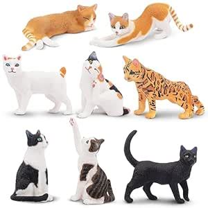 Buy Toymany Cat Figurines, 8PCS Different High Realistic Cat Companions ...