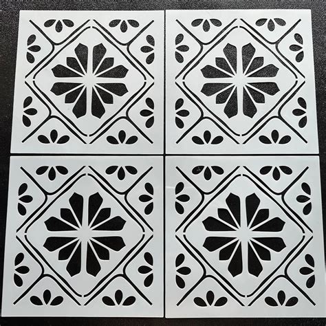 Amazon.com: HELLATHUND 4Pcs Reusable Tile Stencils 12x12, Concrete ...