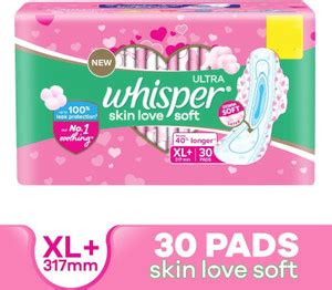 Whisper ULTRA SKIN LOVE SOFT XL+, COTTONY SOFT Sanitary Pad | Buy Women Hygiene products online ...