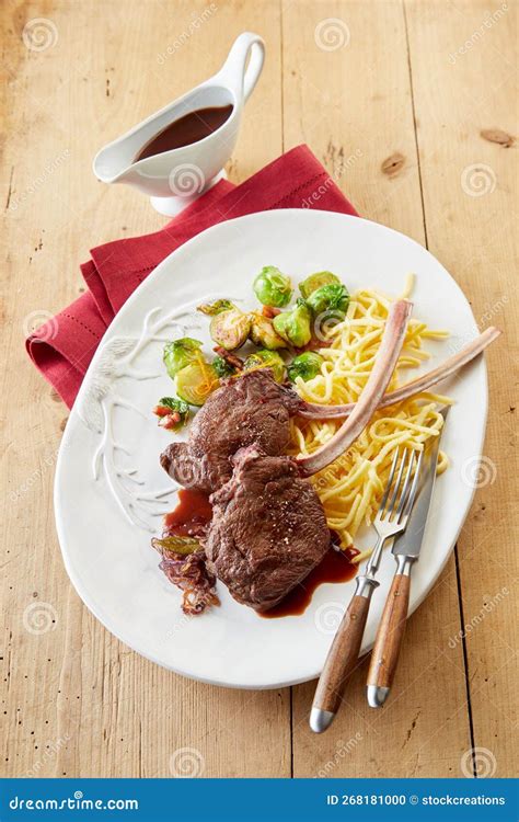 Delicious Tomahawk Steaks with Spaghetti Stock Photo - Image of food ...
