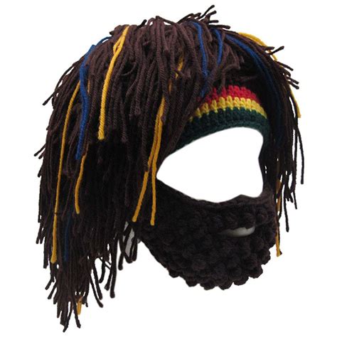 Creative Original Barbarian Knit Beard Hat Wig Beanie Hat Funny Knit ...