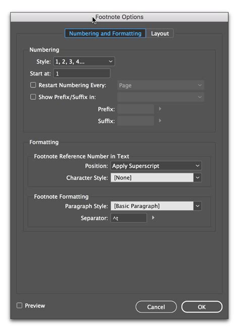Image result for Footnote InDesign Superscript