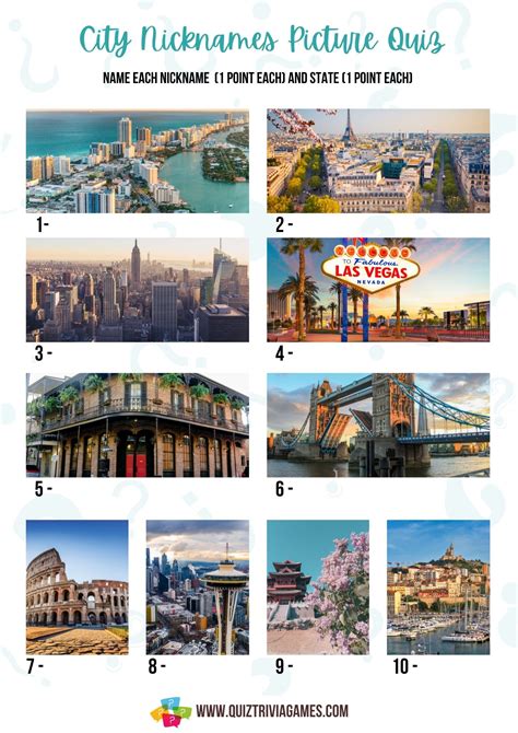 50+ World City Nicknames Quiz Questions And Answers - Quiz Trivia Games