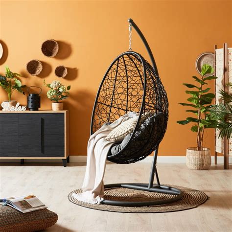 Buy Aris Metal Hanging Swing with Stand - Black from Home Centre at ...