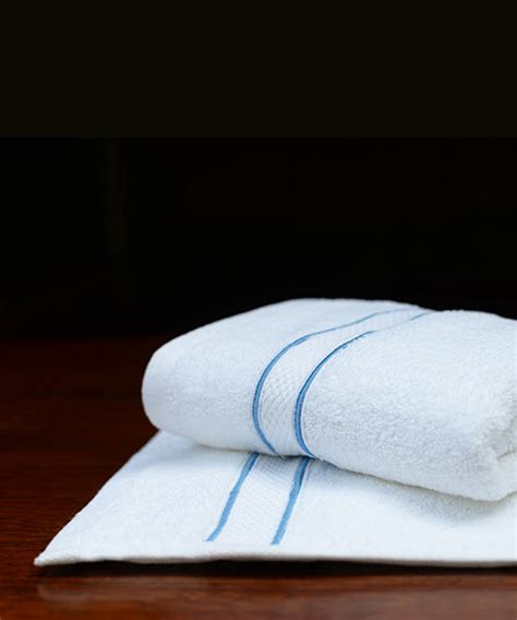 Blue Cording White Cotton Hand Towels Set of 2 Soft Absorbent Quick Dry ...