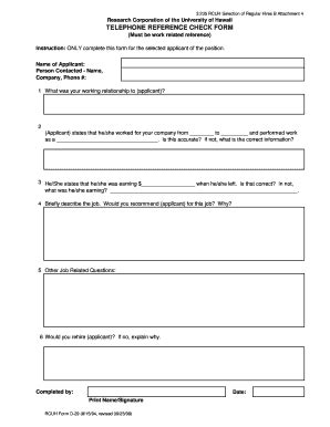 Fillable Online Telephone reference check form - Research Corporation ...