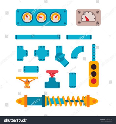 Machine Parts Different Mechanism Vector Illustration: เวกเตอร์สต็อก (ปลอดค่าลิขสิทธิ์ ...