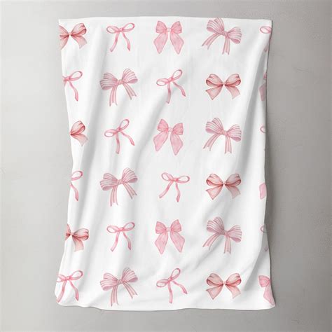 Pink Coquette Bow Blanket, Bow Print, Cute Pink Bow Decor, Pink Bow ...
