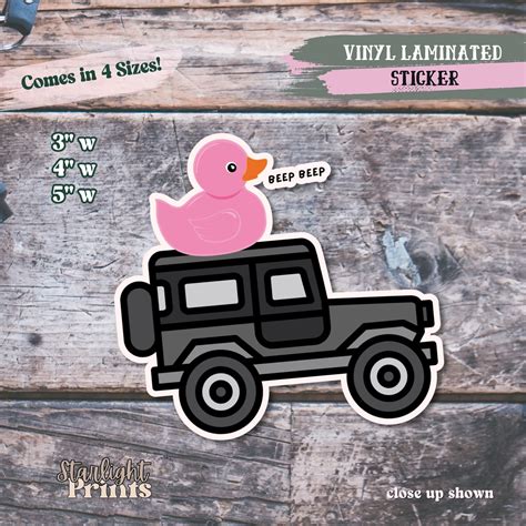Jeep Duck Sticker, Rubber Duckie Car Decal, Waterproof, Funny Decal for ...