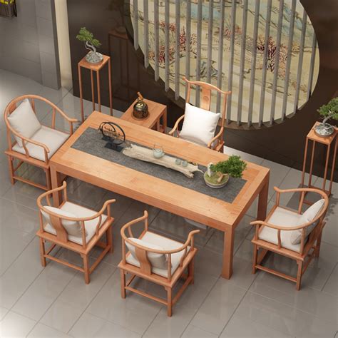 复古全实木整板茶桌新中式客厅功夫茶禅意原木茶台长方形大板茶桌-阿里巴巴