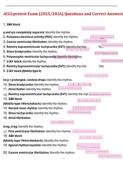 ACLS pretest Exam (2025/2026) Questions and Correct Answers - AHA ACLS ...