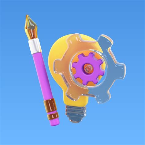 3d rendering of mechanism bulb icon | Free PSD