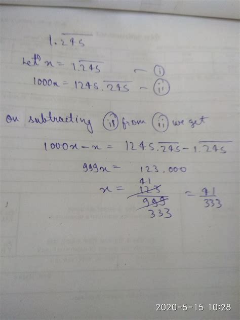 Expressthefollowing in p/q form 1.245 bar - Brainly.in