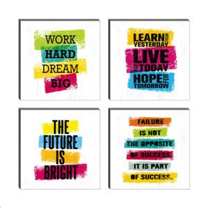 SAF PRINT Motivational Quotes Set of 4 6mm MDF Self Adhesive Panel ...