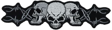 Hot Leathers Barbed Wire Skull Trio Patch (7" Width x 2" Height ...