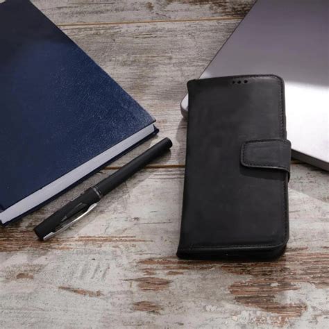 Ægte Læder Moon Wallet iPhone Cover - Sort