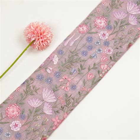 Saraya Heavy Jaal on Lilac Cotton Silk Embroidered Fabric – Zarinama