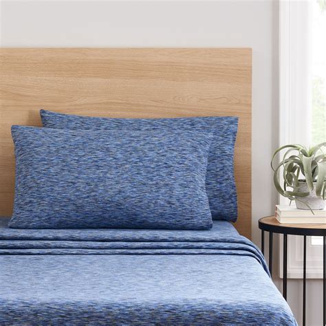 Mainstays Jersey 100% Cotton Sheet Set, King, Blue Crackle, 4 Pieces ...