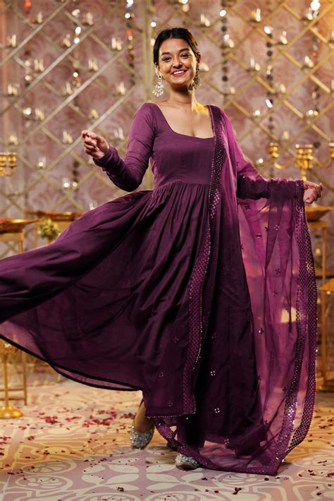 Purple Anarkali (3-piece Set) – Dri By Himadri