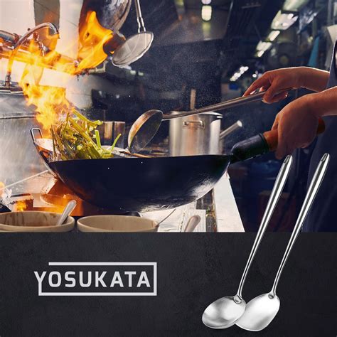 17-inch (43cm) Stainless Steel Wok Spatula & Ladle Set | Yosukata